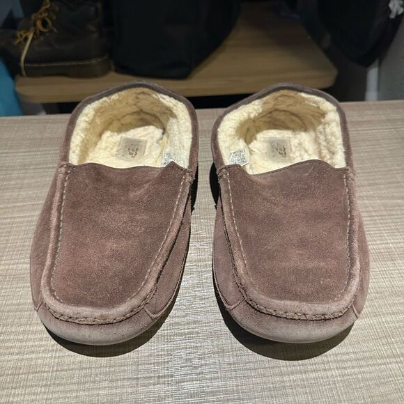 Cozy Brown Ugg Suede Slippers - Picture 1 of 4